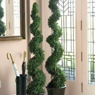 Spiral Cedar Topiary 5' - Artificial Trees & Floor Plants - artificial spiral trees prom rentals